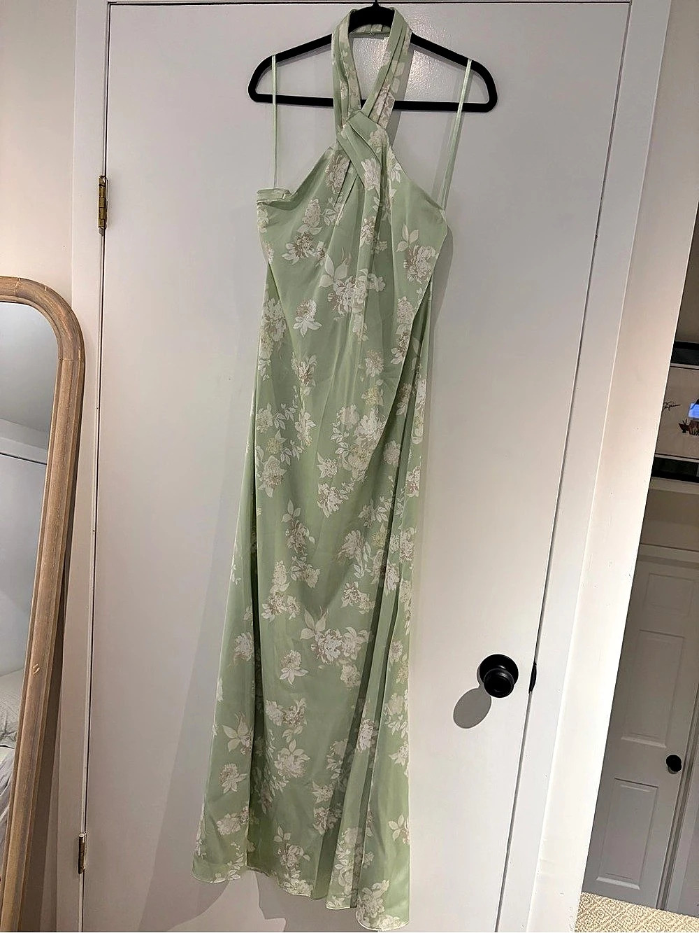 BHLDN Floral Halter Maxi Dress in Green Size 12 NWT